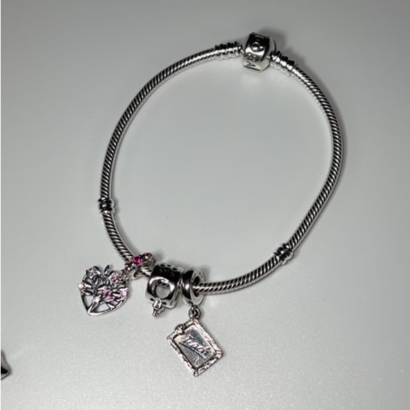 Authentic Pandora Bracelet With 3 Charms